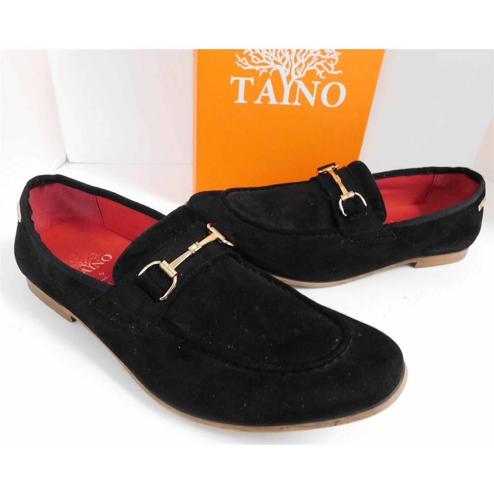Tayno Caprio Black Suede Gold Bit Slip on Loafers sz‎ 13